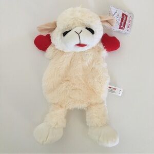 NEW 14” Dog Toy Lamb Chop Tug Toss Crinkle Flattie Soft Plush | Dreamworks